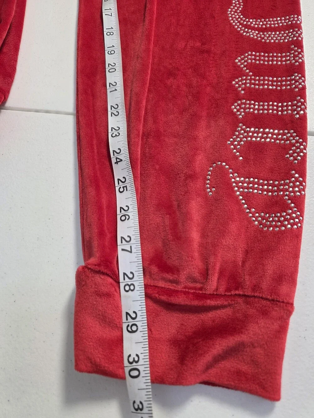 Juicy Couture Velour Jogger Pants Pink‎ Rhinestone Logo Lounge Size L